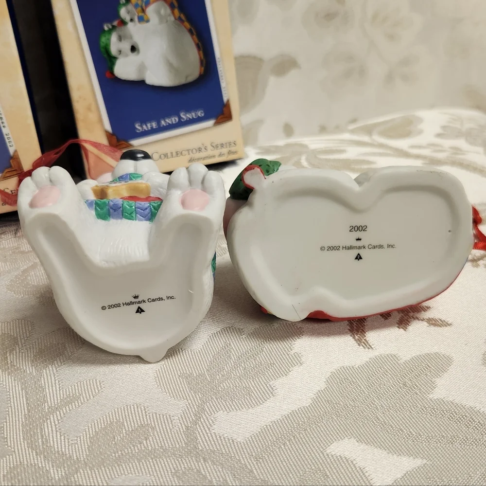 Hallmark 2002 Safe and Snug & Sweet Tooth Treats Polar Bears Christmas Ornaments